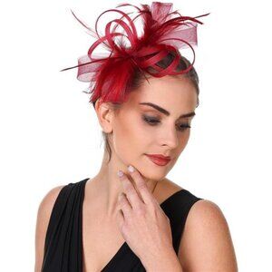 Fascinators Hat Flower St07-burgundy